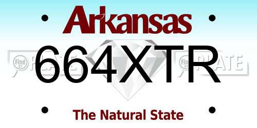 664XTR Arkansas License Plate