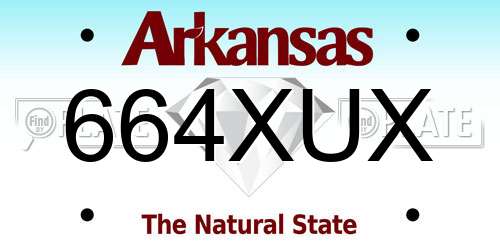 664XUX Arkansas License Plate