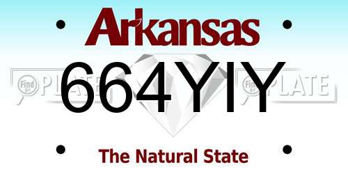 664YIY Arkansas License Plate