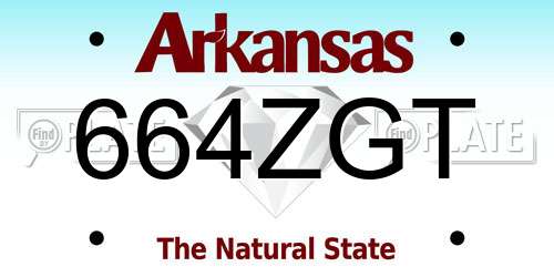 664ZGT Arkansas License Plate