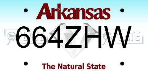 664ZHW Arkansas License Plate