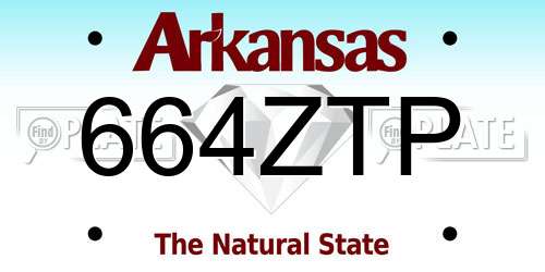 664ZTP Arkansas License Plate