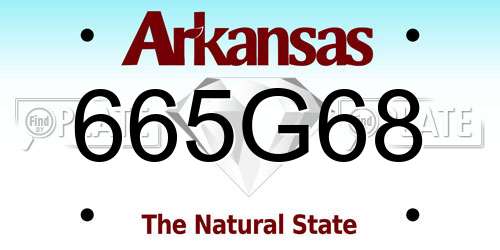 665G68 Arkansas License Plate