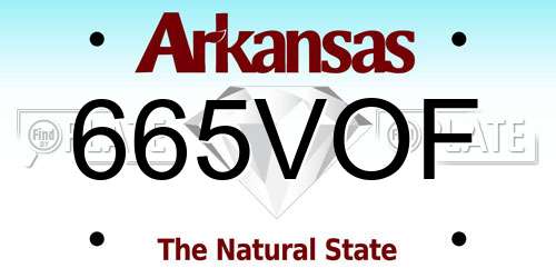 665VOF Arkansas License Plate