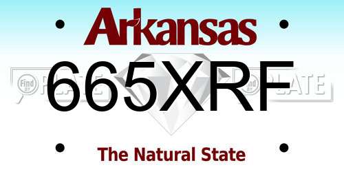 665XRF Arkansas License Plate