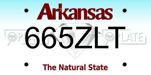 665ZLT Arkansas License Plate