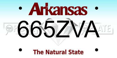 665ZVA Arkansas License Plate