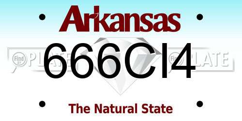 666CI4 Arkansas License Plate