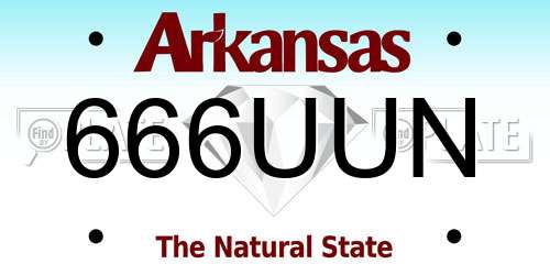 666UUN Arkansas License Plate