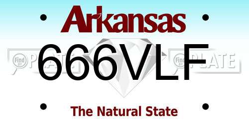 666VLF Arkansas License Plate