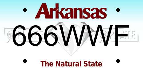 666WWF Arkansas License Plate