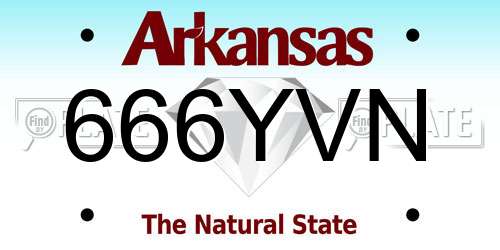 666YVN Arkansas License Plate