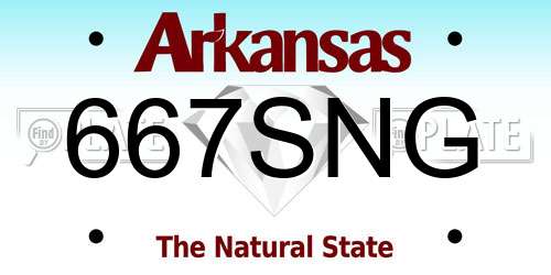667SNG Arkansas License Plate