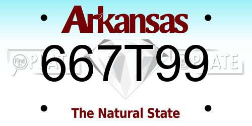 667T99 Arkansas License Plate