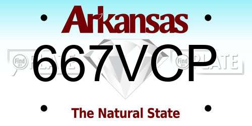 667VCP Arkansas License Plate