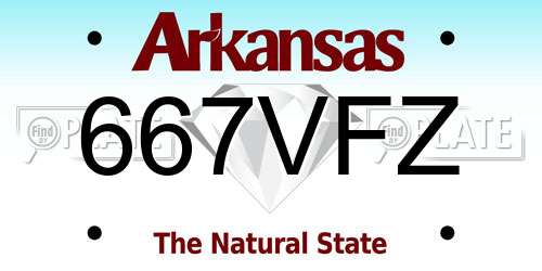 667VFZ Arkansas License Plate