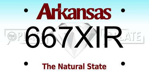 667XIR Arkansas License Plate