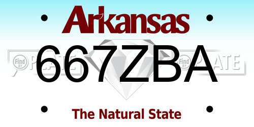 667ZBA Arkansas License Plate