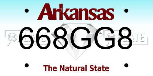 668GG8 Arkansas License Plate