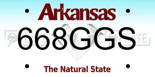 668GGS Arkansas License Plate