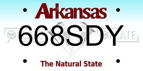 668SDY Arkansas License Plate