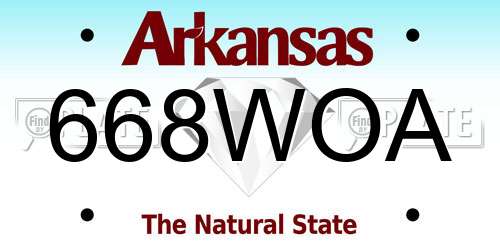 668WOA Arkansas License Plate