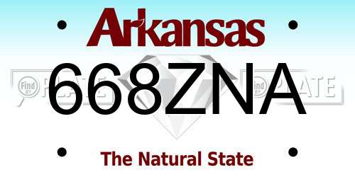 668ZNA Arkansas License Plate