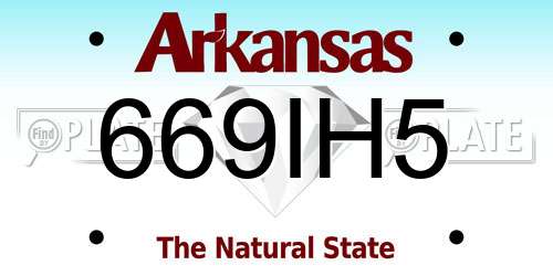 669IH5 Arkansas License Plate