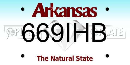 669IHB Arkansas License Plate