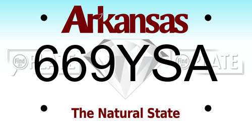 669YSA Arkansas License Plate