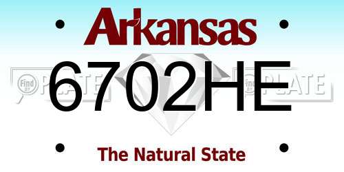 6702HE Arkansas License Plate