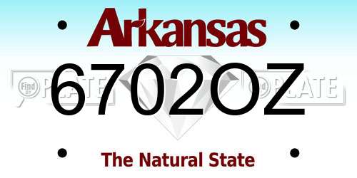 6702OZ Arkansas License Plate