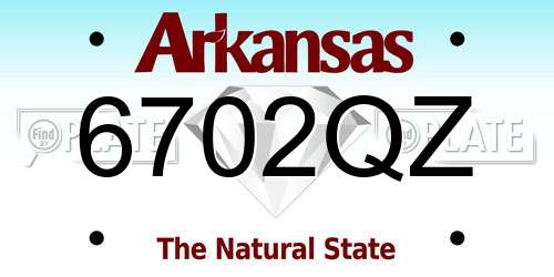 6702QZ Arkansas License Plate