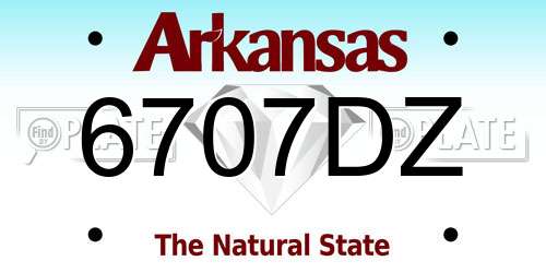 6707DZ Arkansas License Plate