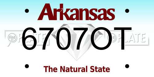 6707OT Arkansas License Plate