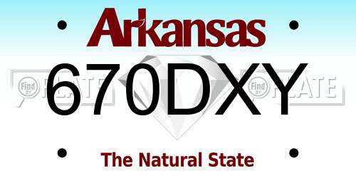 670DXY Arkansas License Plate