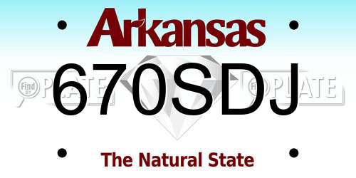 670SDJ Arkansas License Plate