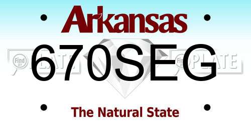 670SEG Arkansas License Plate