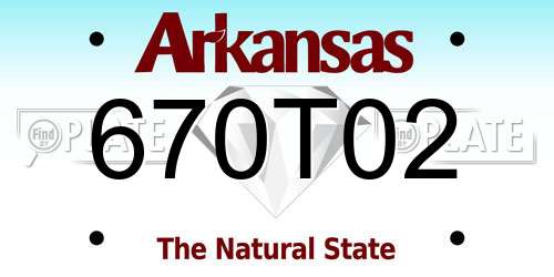 670T02 Arkansas License Plate