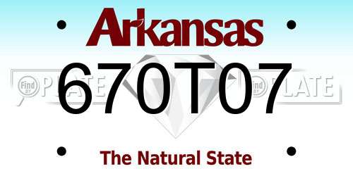 670T07 Arkansas License Plate