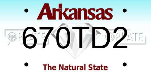 670TD2 Arkansas License Plate
