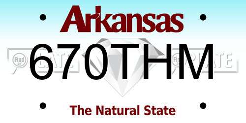 670THM Arkansas License Plate
