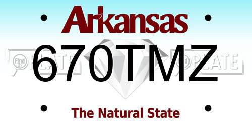 670TMZ Arkansas License Plate