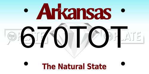 670TOT Arkansas License Plate