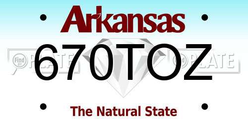 670TOZ Arkansas License Plate