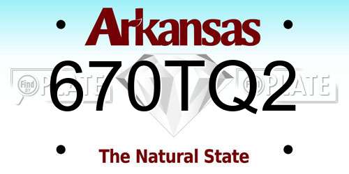 670TQ2 Arkansas License Plate