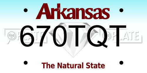 670TQT Arkansas License Plate