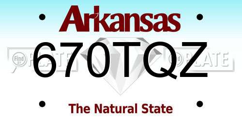 670TQZ Arkansas License Plate