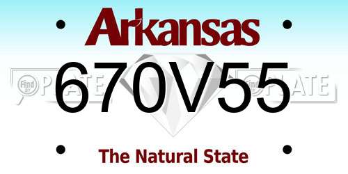 670V55 Arkansas License Plate