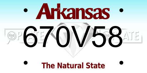 670V58 Arkansas License Plate